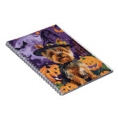 ヨークシャーテリアドッグハロウィーンウィッチとカボチャ ノートブック (右側)