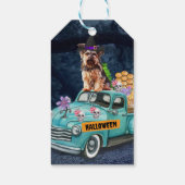 ヨークシャーテリアドッグハロウィーントラック怖い夜 ギフトタグ (裏面)