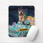 ヨークシャーテリアドッグハロウィーントラック怖い夜 マウスパッド (マウス)