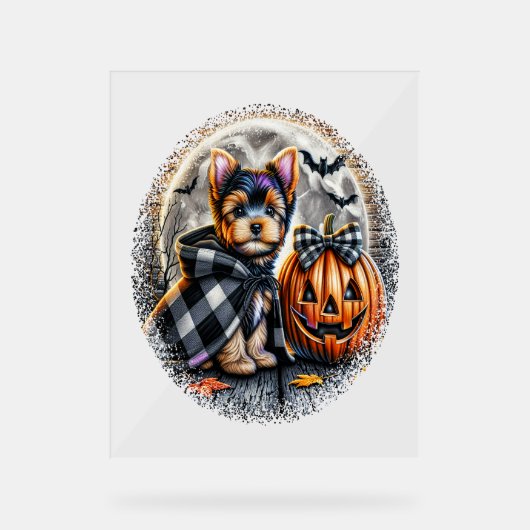 ヨークシャーテリアドッグハロウィーン アクリルサイン (正面)