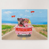 ヨークシャーテリアドッグバレンタインデートラックハート ジグソーパズル (横)