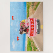 ヨークシャーテリアドッグバレンタインデートラックハート ジグソーパズル (縦)