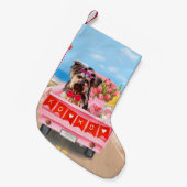 ヨークシャーテリアドッグバレンタインデートラックハート スモールクリスマスストッキング (正面 (吊り時))