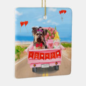 ヨークシャーテリアドッグバレンタインデートラックハート セラミックオーナメント (右)