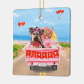 ヨークシャーテリアドッグバレンタインデートラックハート セラミックオーナメント (左)