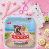 ヨークシャーテリアドッグバレンタインデートラックハート ペーパープレート (パーティー)