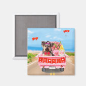 ヨークシャーテリアドッグバレンタインデートラックハート マグネット (正面/裏面)