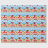 ヨークシャーテリアドッグバレンタインデートラックハート ラッピングペーパー (フラット)