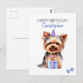 ヨークシャーテリアドッグパーソナライズされたハッピーバースデー ポストカード (正面/裏面)