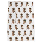 ヨークシャーテリアドッグブラウンペットモダン動物かわいい ミディアムペーパーバッグ (裏面)