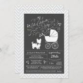 ヨークシャーテリアドッグベビーシャワー男女兼用 招待状 (正面/裏面)