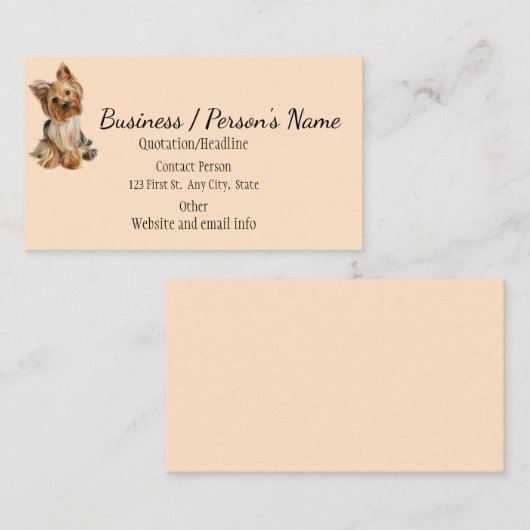 ヨークシャーテリアドッグペット動物のロゴアニマルブシン 名刺 (正面/裏面)