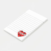 ヨークシャーテリアドッグポープリントと赤いハートライニング ポストイット (アングル)