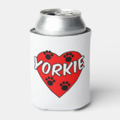 ヨークシャーテリアドッグポープリント及び赤いハート 缶クーラー (缶正面)