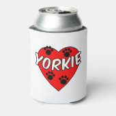 ヨークシャーテリアドッグポープリント及び赤いハート 缶クーラー (缶裏面)