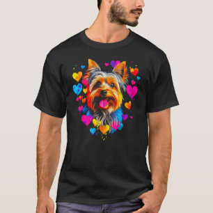 ヨークシャーテリアドッグヨークシャーテリアイエローブルーピンクレッド Tシャツ