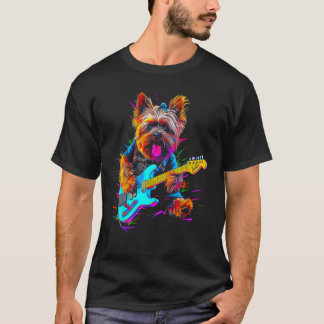ヨークシャーテリアドッグヨークシャーテリアギタリスト Tシャツ