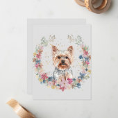 ヨークシャーテリアドッグ春の花モノグラム ノートカード (正面/裏面インサイチュ)