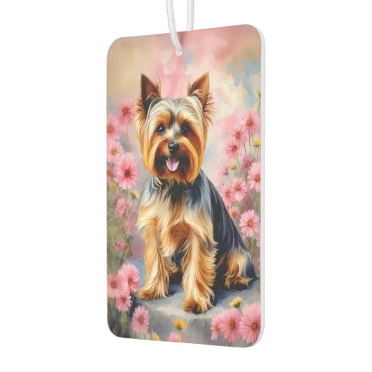 ヨークシャーテリアドッグ花 カーエアーフレッシュナー (左)