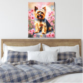 ヨークシャーテリアドッグ花 キャンバスプリント (インサイチュ (寝室))