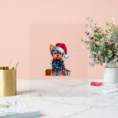 ヨークシャーテリアドッグ醜いクリスマスライトサンタハットヨークシャーテリアドッグC アクリルサイン (ウェディング)