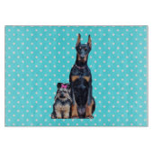 ヨークシャーテリアドバーマンブルー水玉模様 カッティングボード (正面)