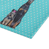 ヨークシャーテリアドバーマンブルー水玉模様 カッティングボード (角)