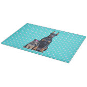 ヨークシャーテリアドバーマンブルー水玉模様 カッティングボード (角)