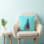 ヨークシャーテリアドバーマンブルー水玉模様 クッション (椅子)