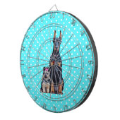 ヨークシャーテリアドバーマンブルー水玉模様 ダーツボード (正面右)