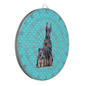 ヨークシャーテリアドバーマンブルー水玉模様 ダーツボード (正面左)