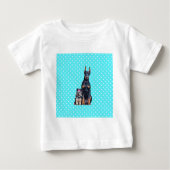 ヨークシャーテリアドバーマンブルー水玉模様 ベビーTシャツ (正面)