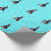 ヨークシャーテリアドバーマンブルー水玉模様 ラッピングペーパー (角)