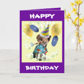 ヨークシャーテリアハッピーバースデーカード カード (黄色い花)