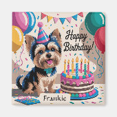ヨークシャーテリアハッピーバースデー マグネット (正面)