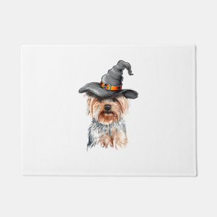 ヨークシャーテリアハロウィンウィッチハットヨークシャーテリアドッグハロウィンT- ドアマット