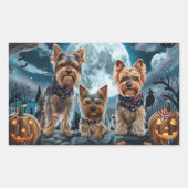 ヨークシャーテリアハロウィンスプーキー 長方形シール (正面)