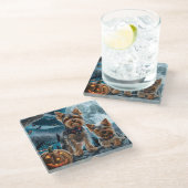 ヨークシャーテリアハロウィン不気味 ガラスコースター (アングル)