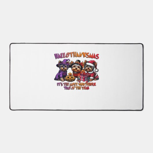 ヨークシャーテリアハロウィーンサンクスギビングクリスマス デスクマット (正面)