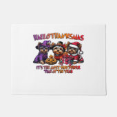 ヨークシャーテリアハロウィーンサンクスギビングクリスマス ドアマット (正面)