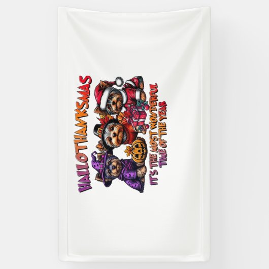 ヨークシャーテリアハロウィーンサンクスギビングクリスマス 横断幕 (縦)