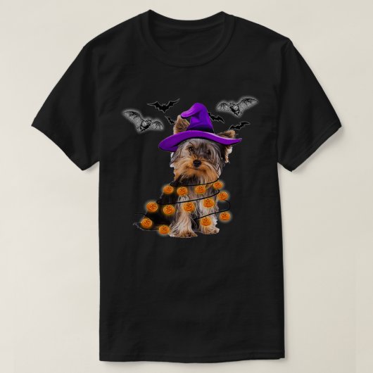 ヨークシャーテリアハロウィーンパンプキン Tシャツ (デザイン正面)