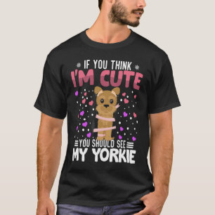 ヨークシャーテリアハートバレンタインデー動物のための女性の子供 Tシャツ