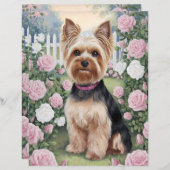 ヨークシャーテリアバラガーデンアートスクラップブック紙 (正面/裏面)