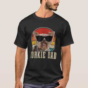 ヨークシャーテリアパパサングラスおもしろい犬ヴィンテージヨークシャー Tシャツ