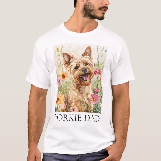 ヨークシャーテリアパパシャおもしろいツ – Water color Dog Tee Tシャツ (正面)