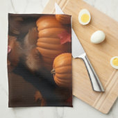 ヨークシャーテリアパピーオータムデライトカボチャ キッチンタオル (四つ折り)