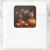 ヨークシャーテリアパピーオータムデライトカボチャ スクエアシール (バッグ)