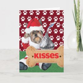 ヨークシャーテリアパピーキスクリスマスカード シーズンカード