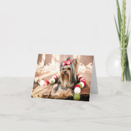 ヨークシャーテリアパピークリスマスノートカード シーズンカード